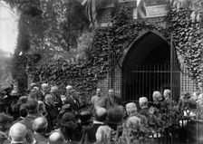 Allied Commission To U.S. At Mount Vernon: Viviani Speaking At Tomb of Washington, 1917. Creator: Harris & Ewing