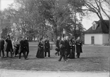 Allied Commission To U.S. At Mount Vernon - In Groups Stolling About Grounds..., 1917. Creator: Harris & Ewing