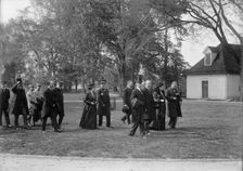 Allied Commission To U.S. At Mount Vernon - In Groups Stolling About Grounds..., 1917. Creator: Harris & Ewing