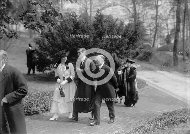 Allied Commission To U.S. At Mount Vernon - In Groups Stolling About Grounds..., 1917. Creator: Harris & Ewing.