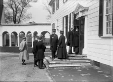 Allied Commission To U.S. At Mount Vernon - In Groups Stolling About Grounds..., 1917. Creator: Harris & Ewing