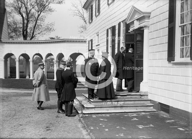 Allied Commission To U.S. At Mount Vernon - In Groups Stolling About Grounds..., 1917. Creator: Harris & Ewing.