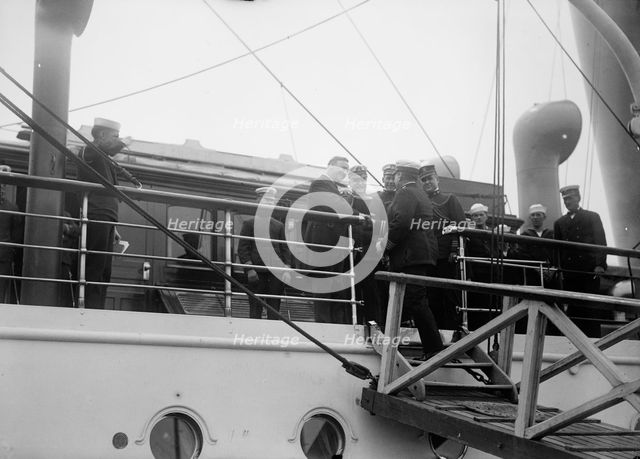 Allied Commission To U.S. Boarding Mayflower For Trip To Mount Vernon: Daniels on board..., 1917. Creator: Harris & Ewing.