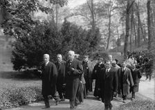 Allied Commission To U.S. At Mount Vernon - In Groups Stolling About Grounds..., 1917. Creator: Harris & Ewing