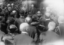 Allied Commission To U.S. At Mount Vernon: Viviani Speaking At Tomb of Washington, 1917. Creator: Harris & Ewing