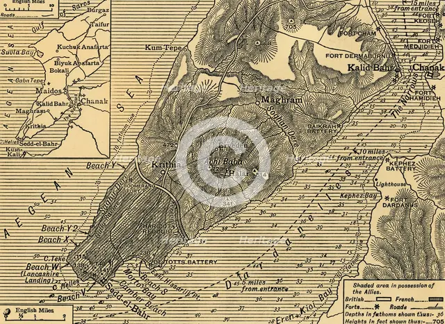 Allied positions on the Gallipoli peninsula in Turkey, First World War, July 1915, (c1920). Creator: Unknown.