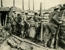 Allied soldiers using periscopes, Flanders, First World War, 1915-1916, (c1920). Creator: Unknown