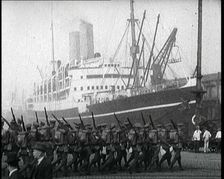 Allied Troops Being Dispatched from a Dock, 1922. Creator: British Pathe Ltd
