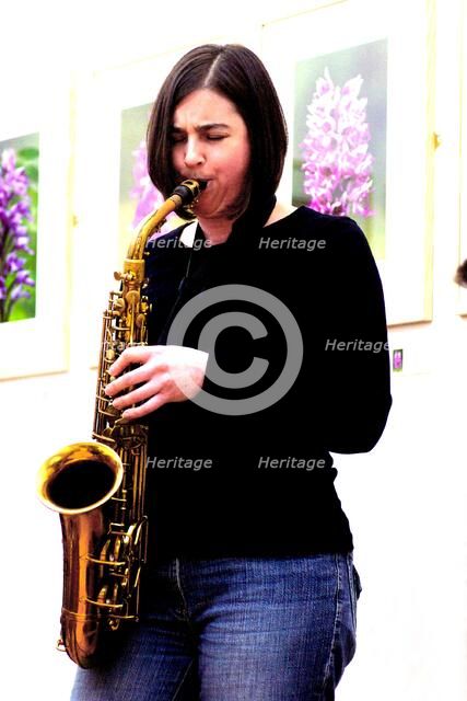 Allison Neale, alto saxophonist, Clocktower Cafe, Croydon, Surrey, 2008.  Artist: Brian O'Connor.