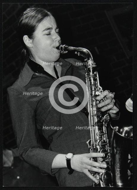 Allison Neale playing alto saxophone at The Fairway, Welwyn Garden City, Hertfordshire, 2001. Artist: Denis Williams