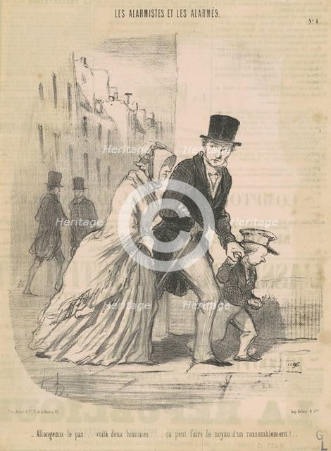 Allongeons le pas ... voila ceux hommes ..., 19th century. Creator: Honore Daumier.