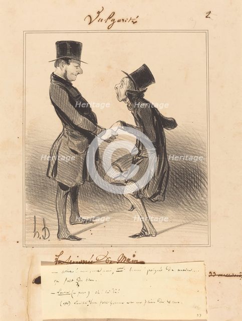 Allons! mon jeune ami, une bonne poignée de main... ça fait du bien, 1841. Creator: Honore Daumier.