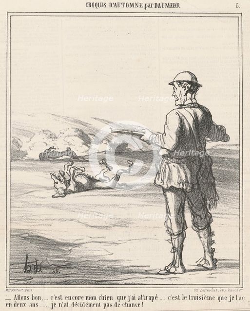 - Allons bon,... c'est encore mon chien que j'ai attrapé..., 19th century. Creator: Honore Daumier.