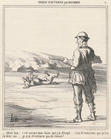 - Allons bon,... c'est encore mon chien que j'ai attrapé..., 19th century. Creator: Honore Daumier