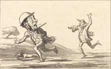Allons bon!... il paraît que je suis encore sur une chasse réservée!, 1864. Creator: Honore Daumier