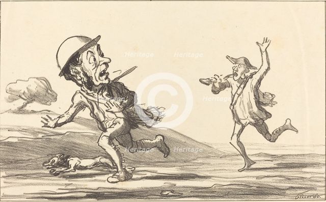 Allons bon!... il paraît que je suis encore sur une chasse réservée!, 1864. Creator: Honore Daumier.
