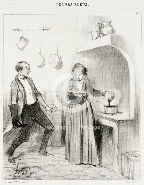 Allons bon!...la v'là qui...verse du cirage dans mon chocolat!..., 1844. Creator: Honore Daumier.