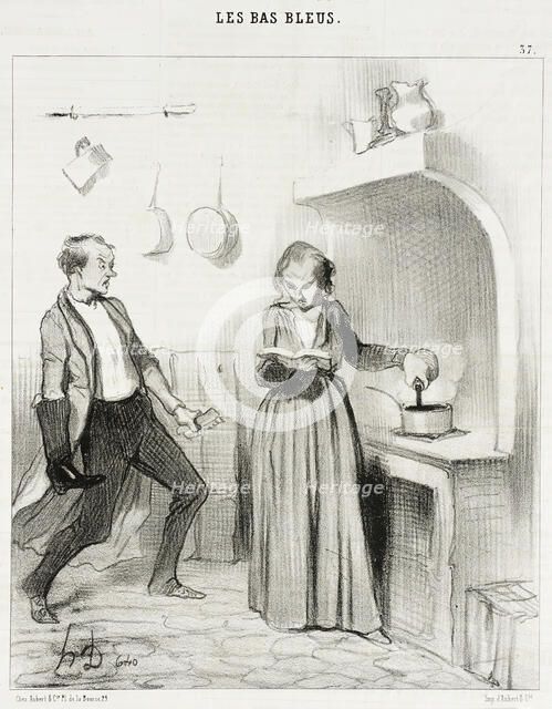 Allons bon!...la v'là qui...verse du cirage dans mon chocolat!..., 1844. Creator: Honore Daumier.