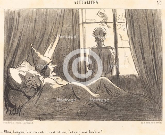 Allons, bourgeois, levez-vous vite..., 1852.  Creator: Honore Daumier.