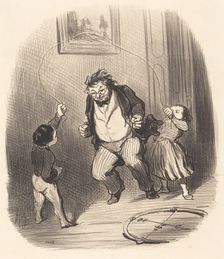 Allons, papa, fait encore trente-deux tours!, 1847. Creator: Honore Daumier