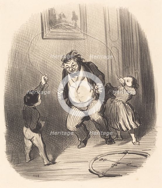 Allons, papa, fait encore trente-deux tours!, 1847. Creator: Honore Daumier.