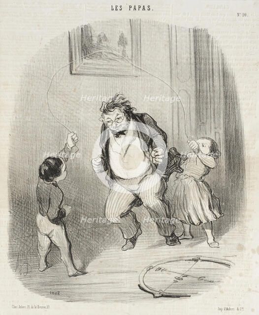 Allons, papa, fait encore trente-deux tours!, 1847.  Creator: Honore Daumier.