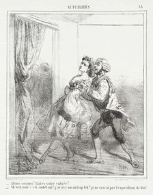 Allons voyons! Faites votre entrée. Ah ben non! -C'est embêtant. J'arrive un an trop tot!..., 1866. Creator: Cham