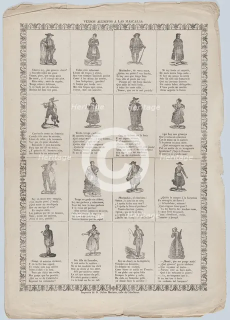 Allusive verses for masquerades, ca. 1860-70. Creator: Julian Mariana.