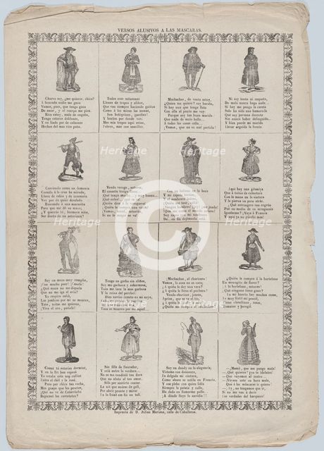 Allusive verses for masquerades, ca. 1860-70. Creator: Julian Mariana.
