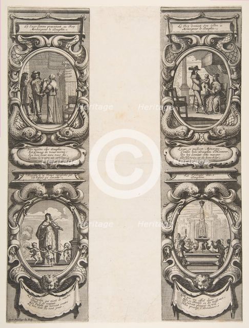 Almanach for 1639: Louis XIII and Anne of Austria entrusting the Kingdom and the Heir Appa..., 1638. Creator: Abraham Bosse.