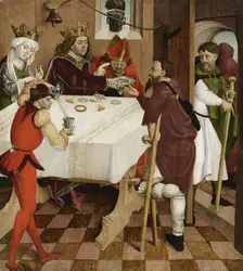 Almsgiving of St. Oswald, c1480/1485. Creator: Master of the Oswald Legend