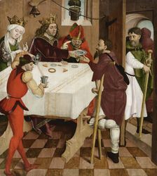 Almsgiving of St. Oswald, c1480/1485. Creator: Master of the Oswald Legend