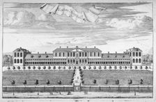 Almshouses in Pitfield Street, Shoreditch, London, c1720. Artist: Johannes Kip