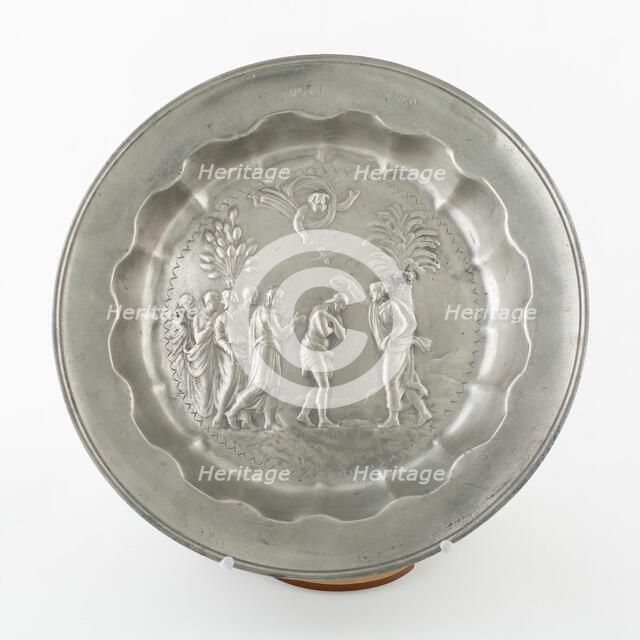 Alms Dish with Baptism of Christ, Netherlands, c. 1800. Creator: Unknown.