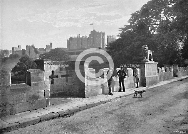 'Alnwick: The Lion Bridge and Castle', c1896. Artist: M Aunty.