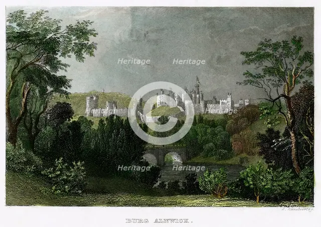 Alnwick Castle, Northumberland, 18th-19th century.Artist: L Kunstvortag