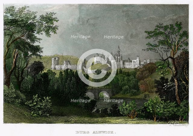 Alnwick Castle, Northumberland, 18th-19th century.Artist: L Kunstvortag