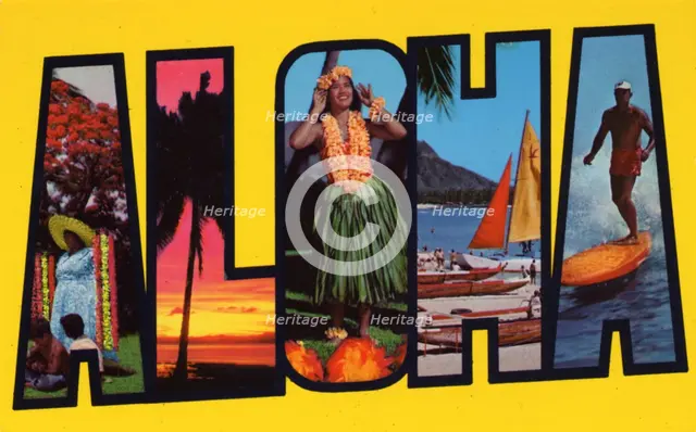 'Aloha', postcard, 1962. Artist: Unknown