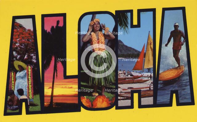 'Aloha', postcard, 1962. Artist: Unknown