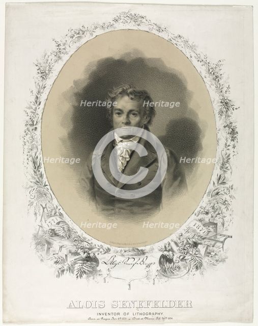 Alois Senefelder, 1871. Creator: Joseph F. Knapp (American); Henry B. Major (American), and.