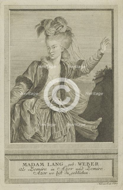 Aloisia Lange, née Weber (1760-1839) as Zemire , 1784. Creator: Nilson, Johann Esaias (1721-1788).