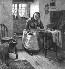 '"Alone" after Walter Langley, R.I. "Borne on the swift though silent wings of time Old age comes o Creator: Unknown