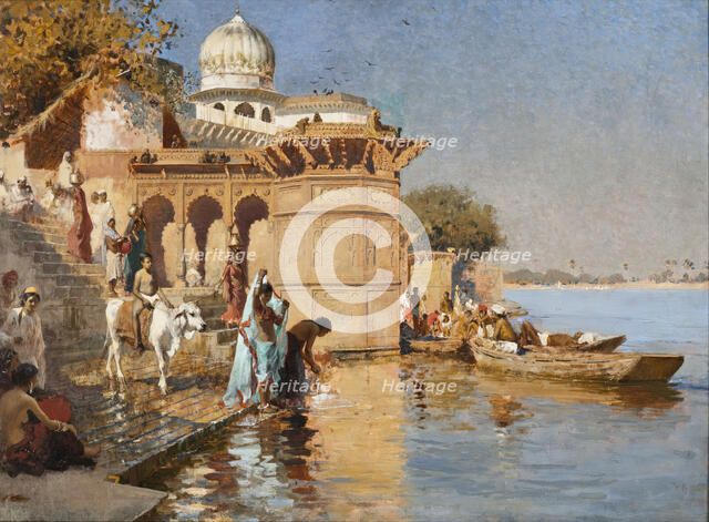 Along the Ghats, Mathura, c1880. Creator: Edwin Lord Weeks.