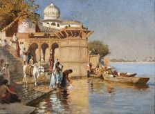 Along the Ghats, Mathura, c1880. Creator: Edwin Lord Weeks