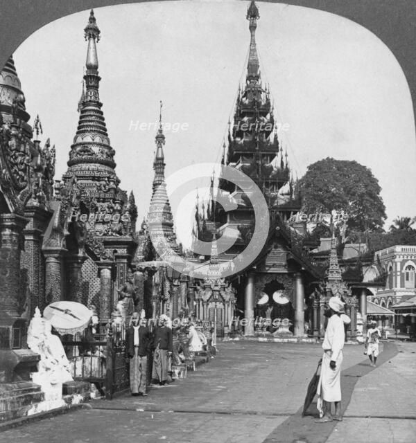 Along the platform to the southern ascent, Shwedagon Pagoda, Rangoon, Burma, 1908. Artist: Stereo Travel Co