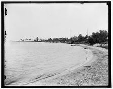 Along the shore at Harbor Beach, between 1890 and 1901. Creator: Unknown