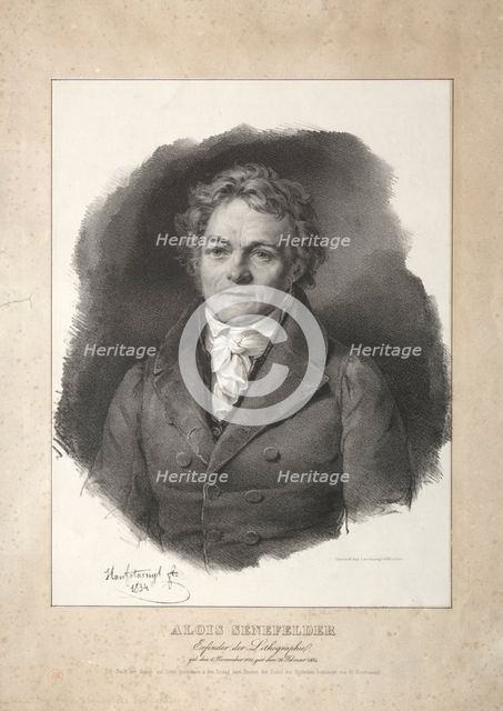 Aloys Senefelder. Creator: Franz Seraph Hanfstaengl (German, 1804-1877).