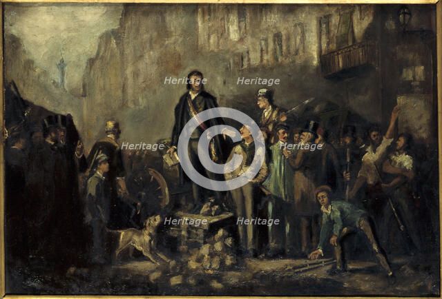 Alphonse Baudin (1811-1851) on the Barricade of Faubourg Saint-Antoine, December 3, 1851, 1869. Creator: Ernest Pichio.