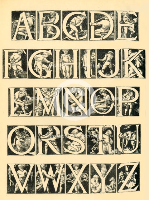 Alphabet design for tiles, 1864, (1881).  Creator: Unknown.