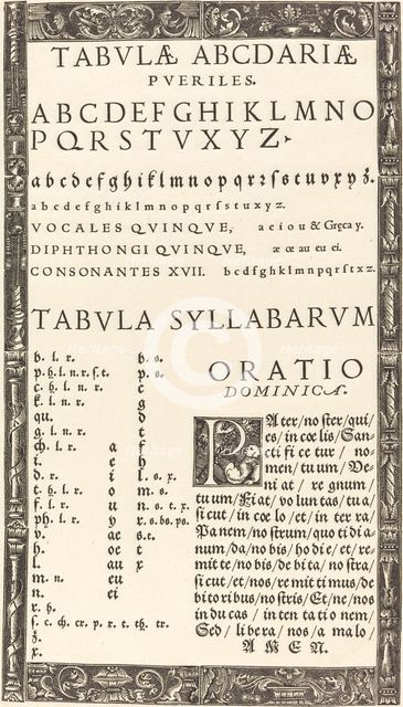 Alphabet for a Primer. Creator: Unknown.